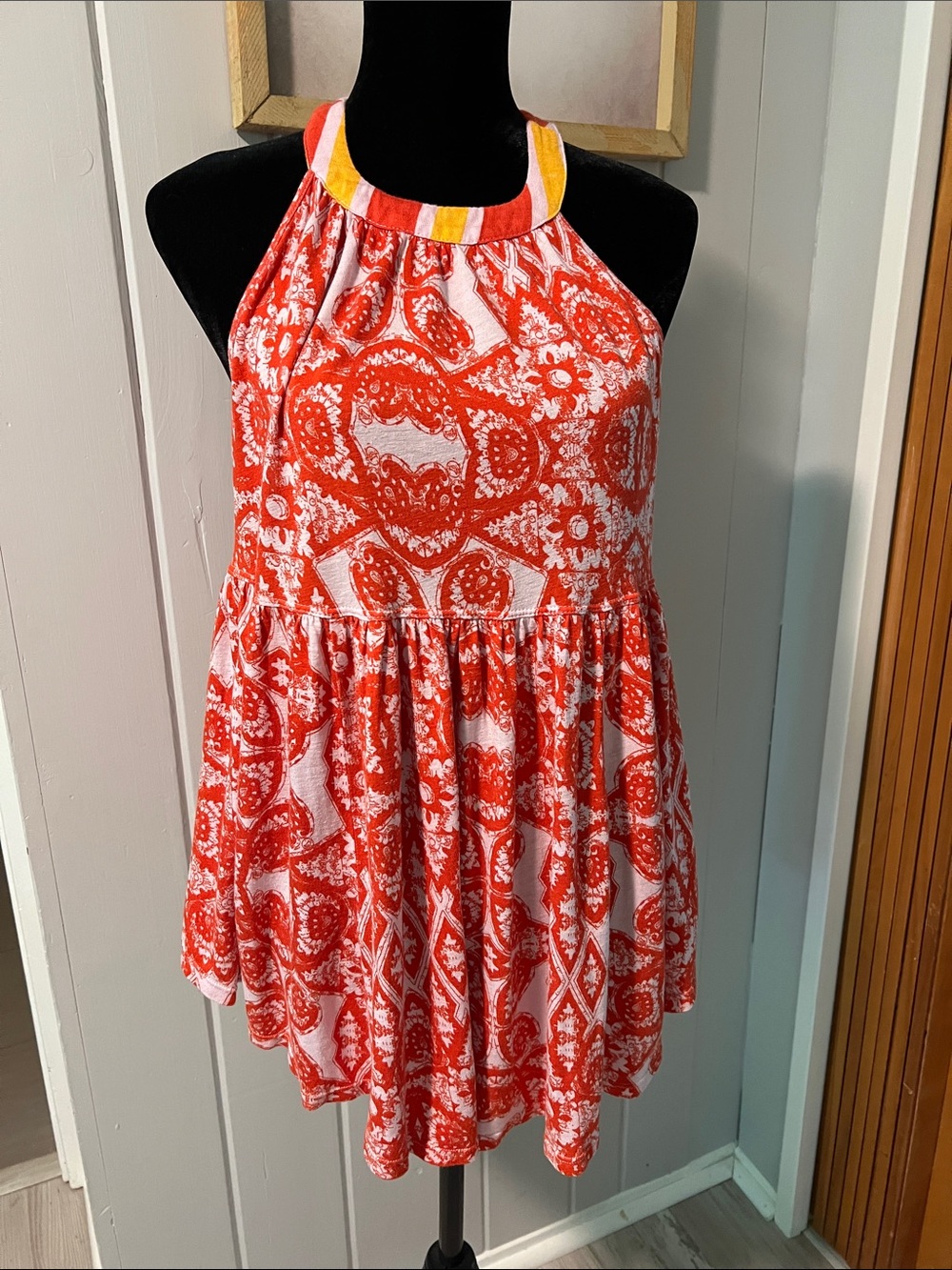 Free People Red Paisley Halter Tank